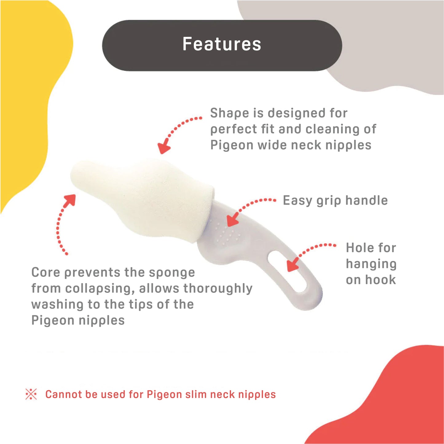 Pigeon Nipple Cleansing Brush (Wide Neck) 2pc