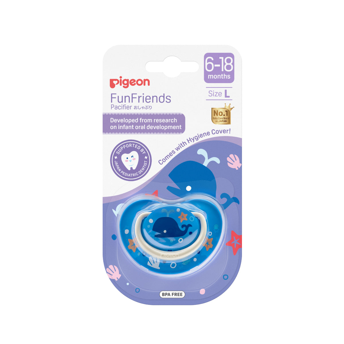 Pigeon FunFriends Pacifier Whale Size L Packaging Front