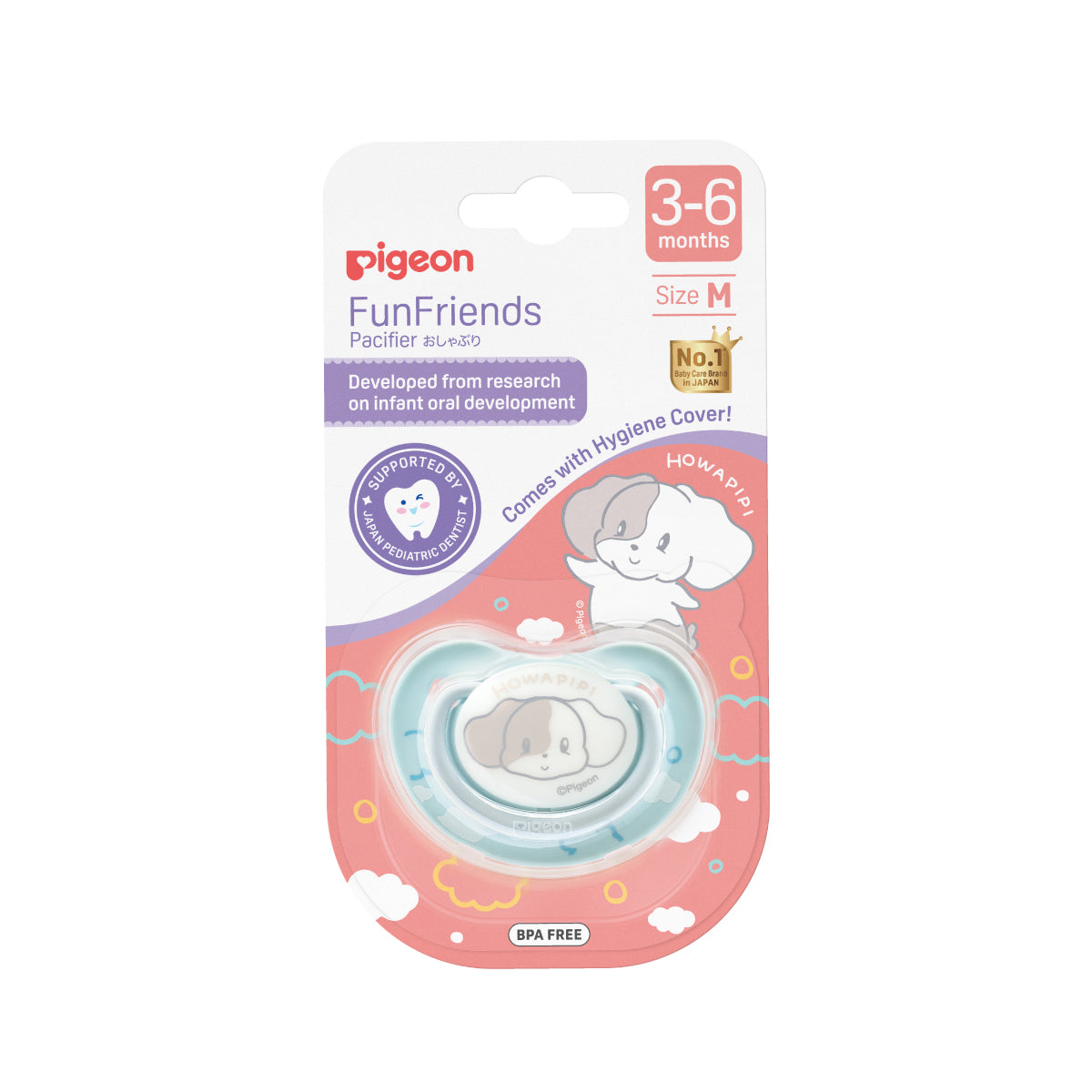 Pigeon FunFriends Pacifier Howapipi Size M Packaging Front