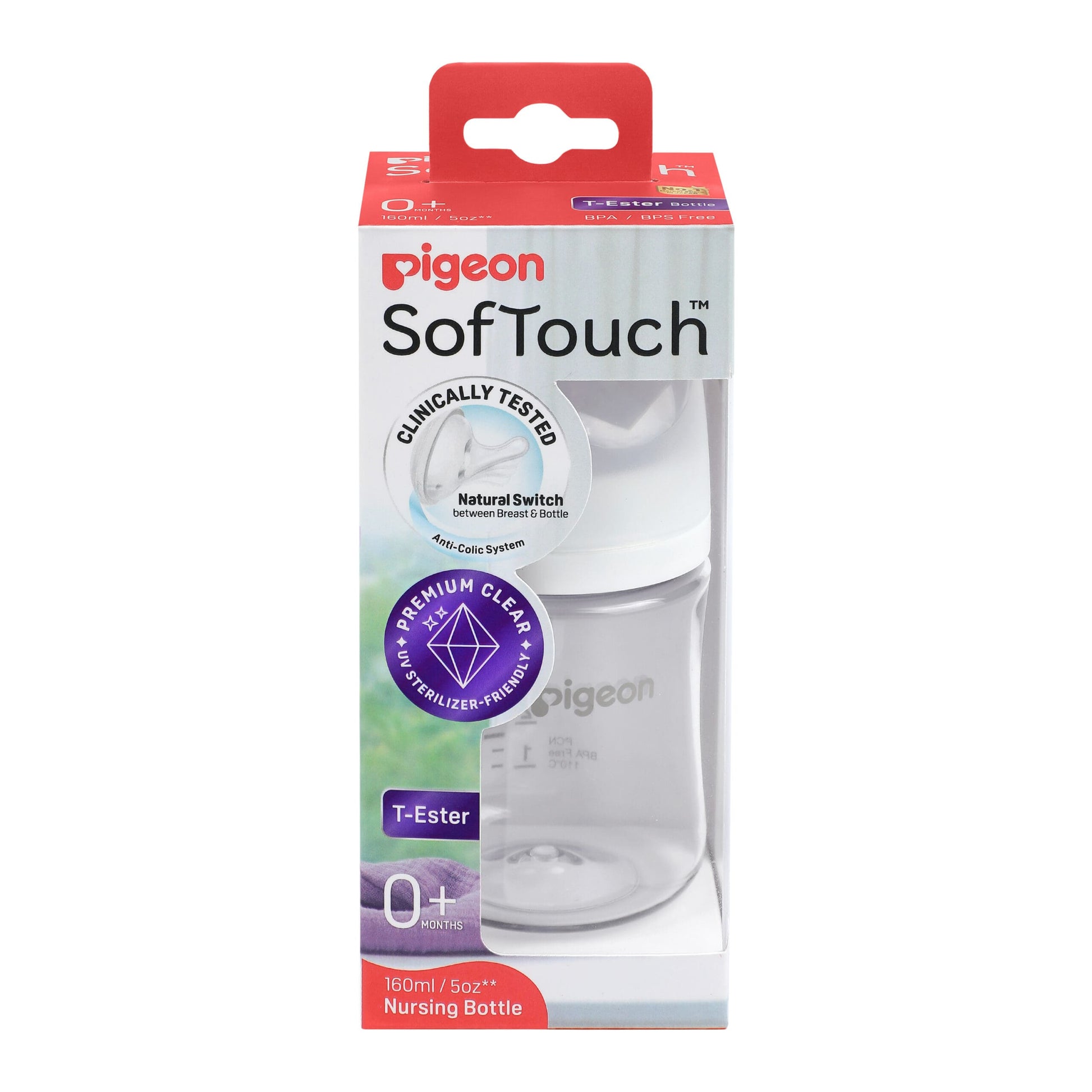 81281_SofTouch BPP Nursing Bottle T-Ester 160ml Logo_Packaging_Front