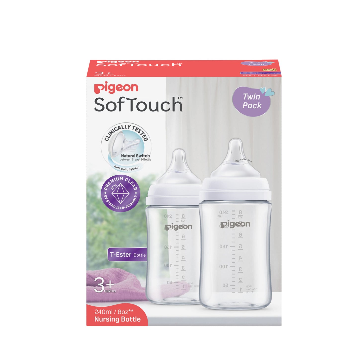 SofTouch™ BPP Nursing Bottle T-Ester 240ml Logo Twin Pack