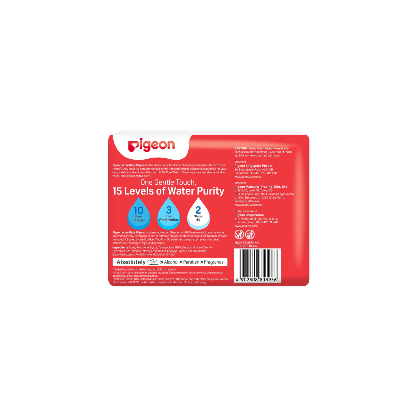 Pigeon Aqua Baby Wipes (20 Wipes x 3)
