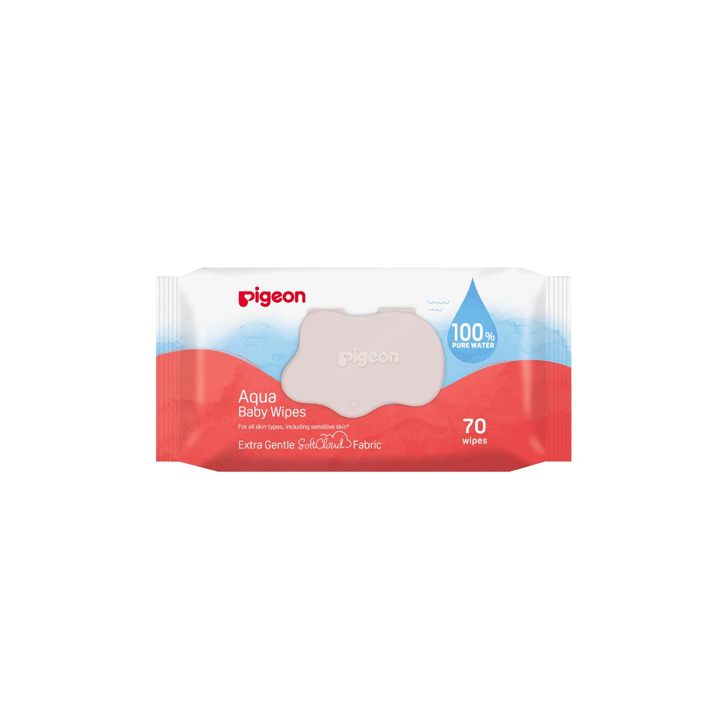 Pigeon Aqua Baby Wipes Hard Cover Lip (70 Wipes x 24)