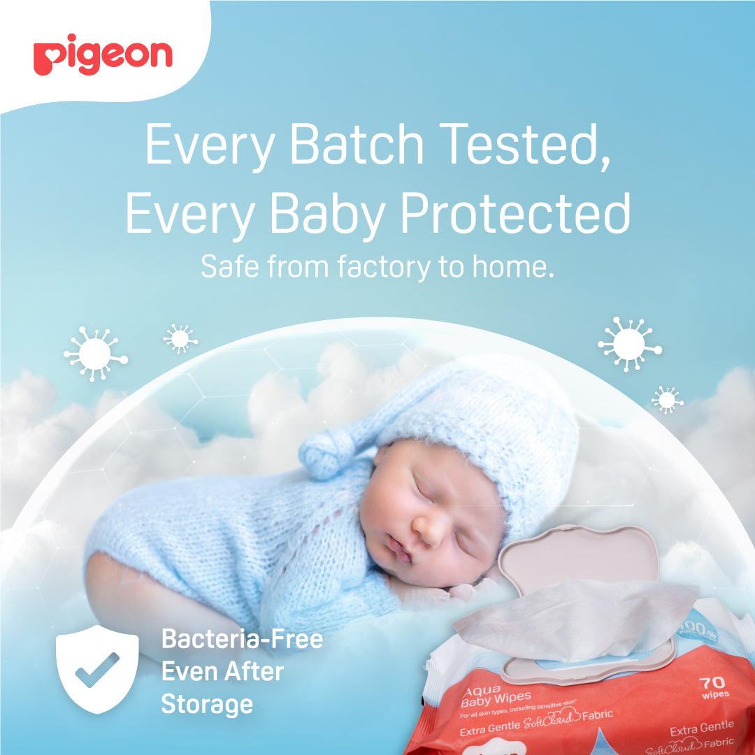 Pigeon Aqua Baby Wipes Hard Lid Cover (70 Wipes x 6)