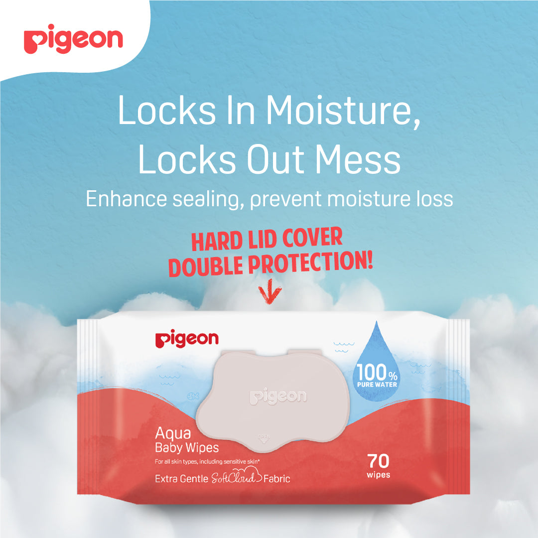 Pigeon Aqua Baby Wipes Hard Lid Cover (70 Wipes x 6)