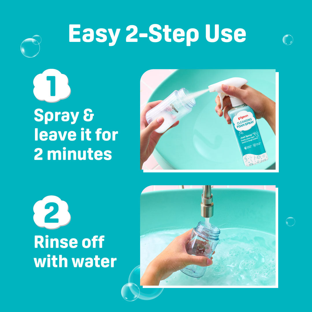2-Step Use for Pigeon Cleansing Foam Spray