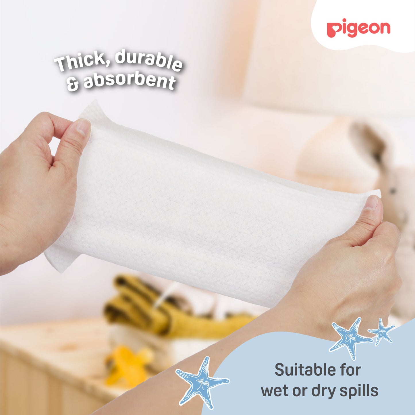 Pigeon Embossed Baby Wipes 100% Pure Water 70s 12in1 (Extra Soft & Thick)