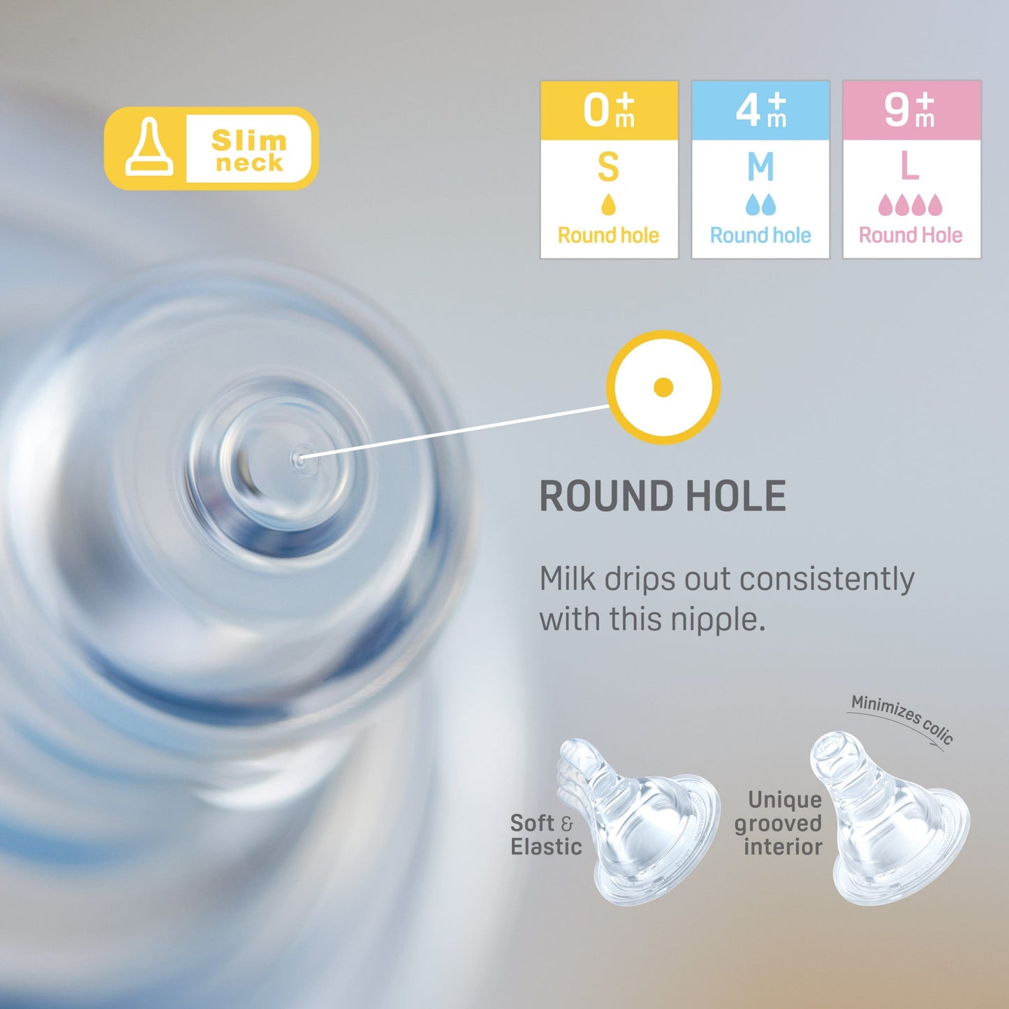 Flexible Slim Neck Nursing Bottle PP 120ml