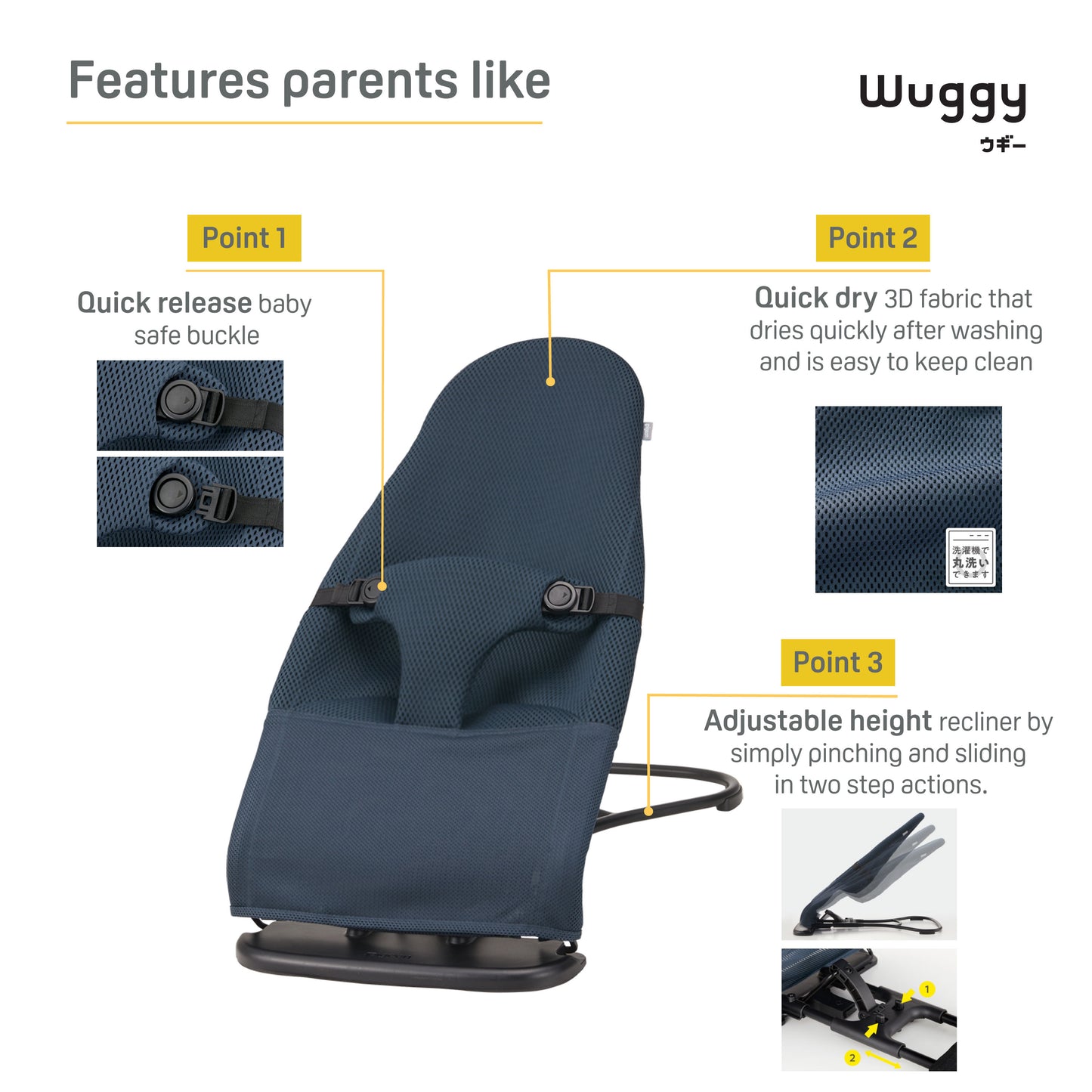 Wuggy Baby Bouncer (Night Ocean)