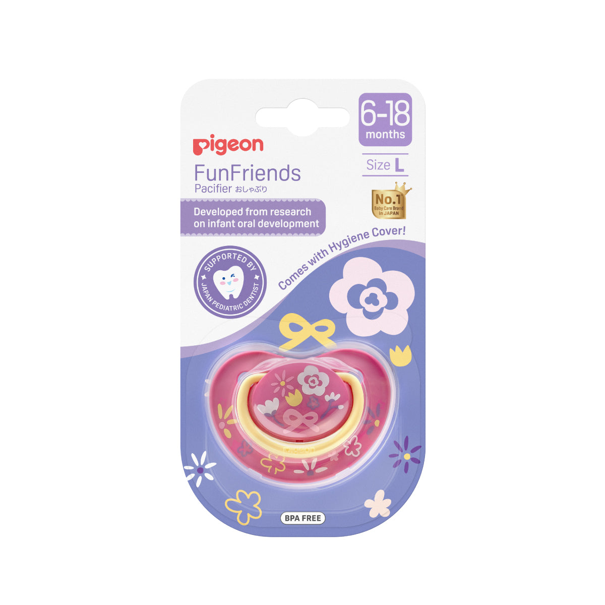 Pigeon FunFriends Pacifier Flower Size L Packaging Front