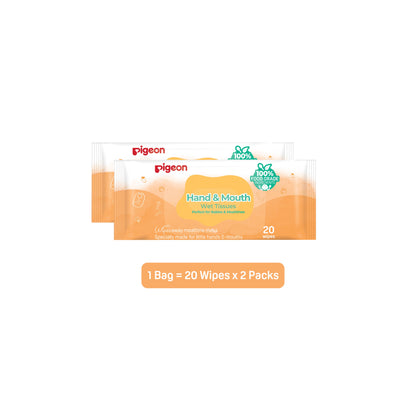 Pigeon Hand And Mouth Wet Tissues (20 Wipes x 2)
