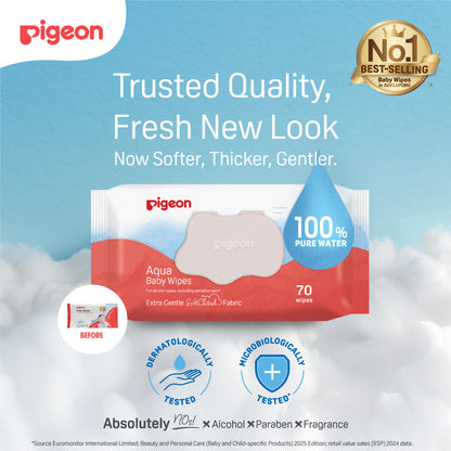 Pigeon Aqua Baby Wipes Hard Lid Cover (70 Wipes x 6)