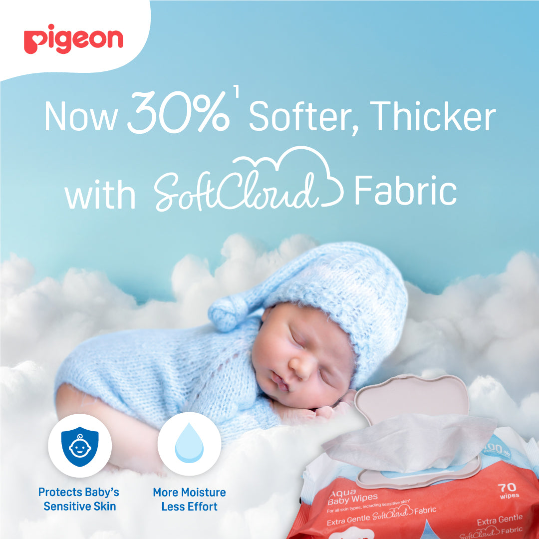 Pigeon Aqua Baby Wipes Hard Lid Cover (70 Wipes x 6)