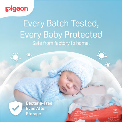 Pigeon Aqua Baby Wipes Hard Lid Cover (70 Wipes x 6)