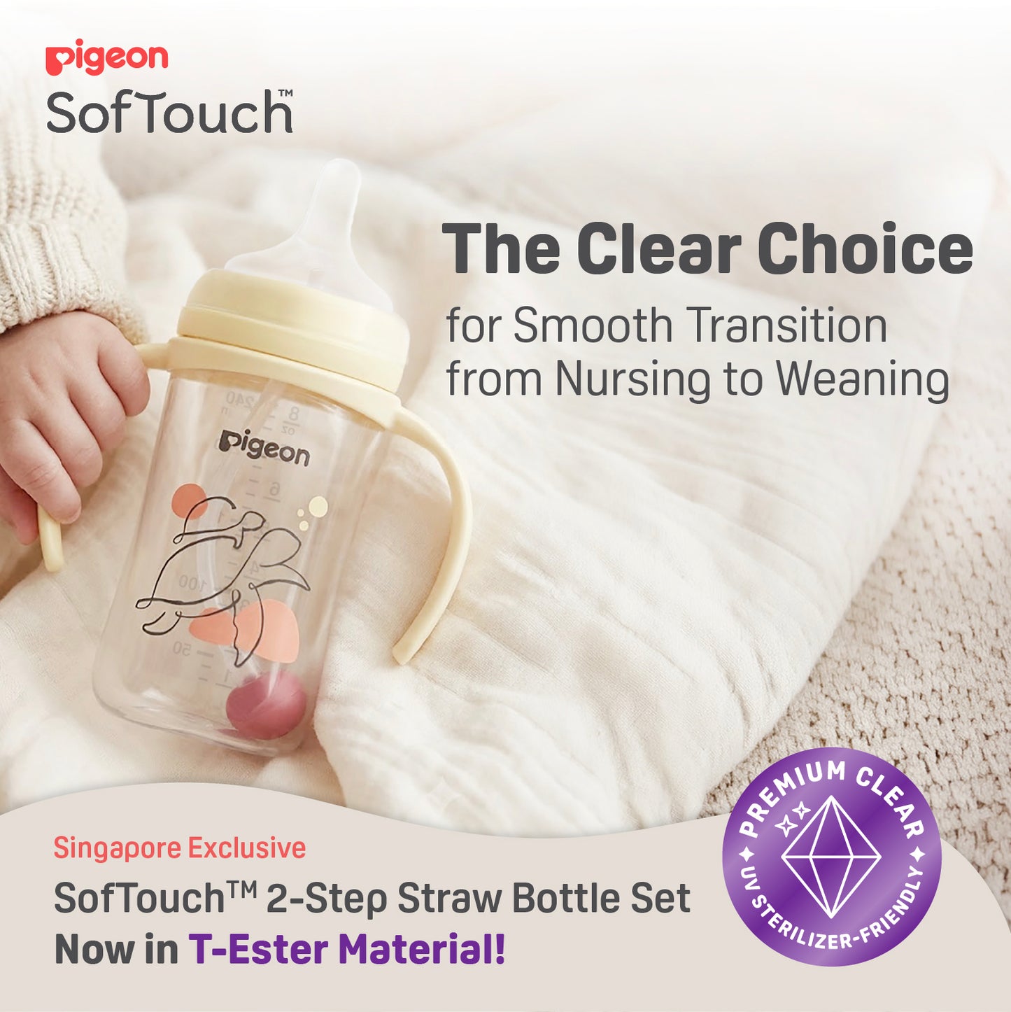SofTouch™ BPP 2-Step Straw Bottle Set T-ester 240ml Ocean
