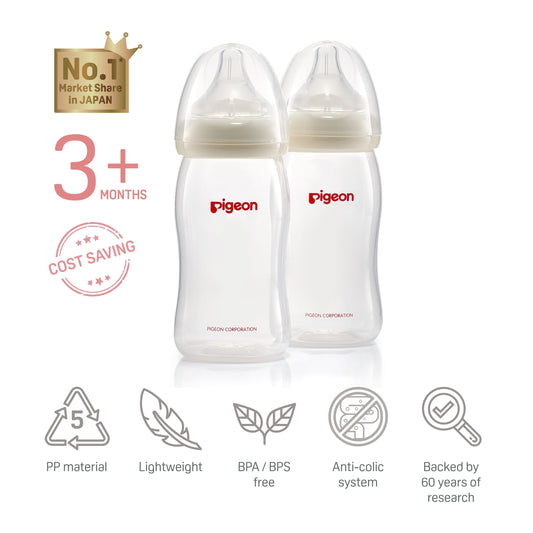 SofTouch™ Wide Neck PP Nursing Bottle Twin Pack 240ml (Outlet Return Stock)