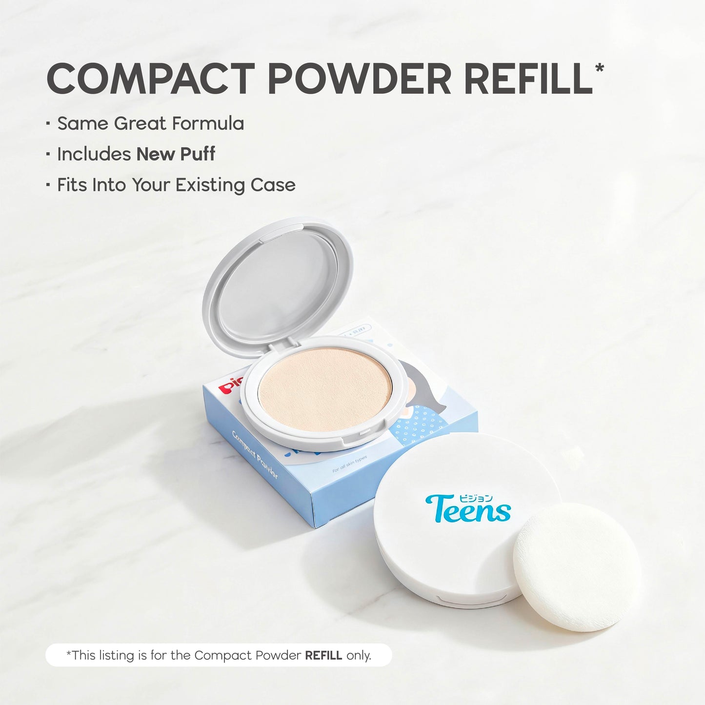 Pigeon Teens Compact Powder + UV Protection 14g (Refill + Puff)