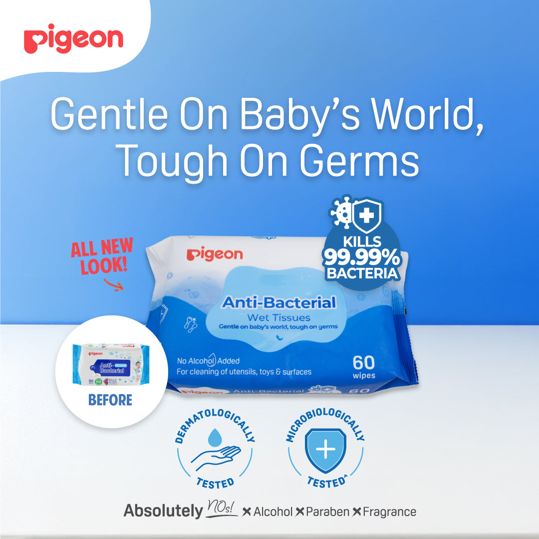 Pigeon Anti-Bacterial Wet Tissues Single Pack (60 Wipes)