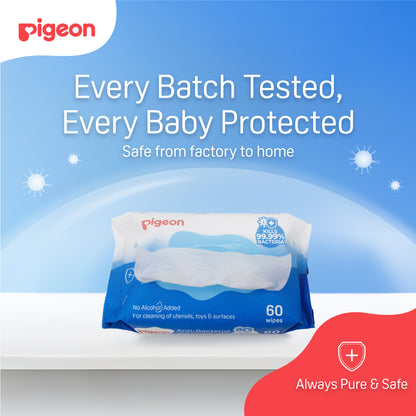 Pigeon Anti-Bacterial Wet Tissues Single Pack (60 Wipes)