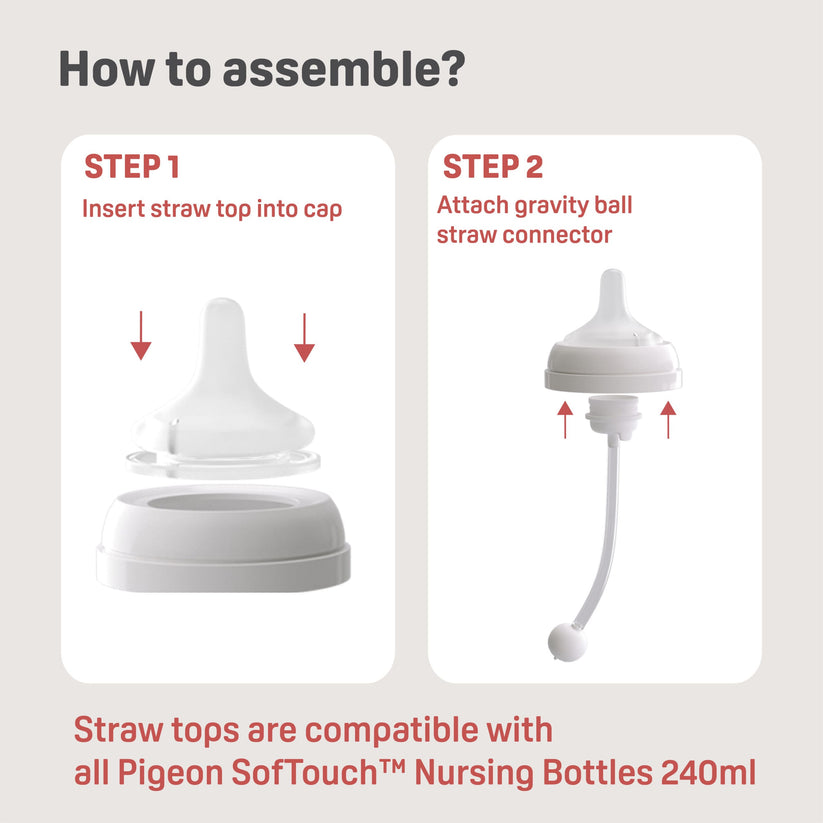SofTouch™ Nursing Bottle Training Straw Top Set | Pigeon Singapore